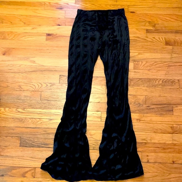 Lip Service Blacklist high rise black velvet flares with tie up front - Picture 2 of 5